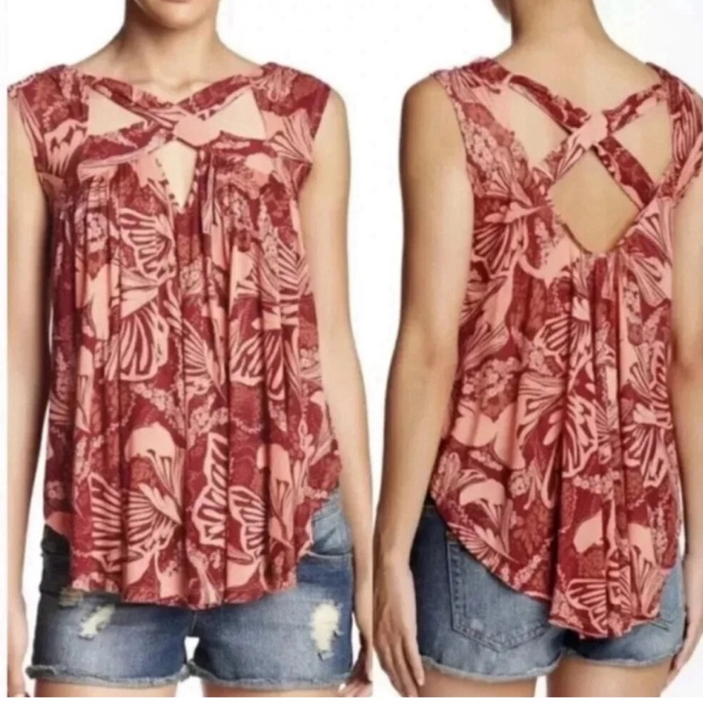 Free People Cherry Combo Sleeveless Top - Picture 1 of 4